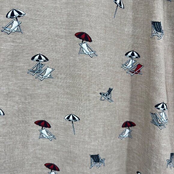 Point Zero Linen Button Shirt Men's Large beach chair umbrella Hawaiian Short Sl - Picture 5 of 11